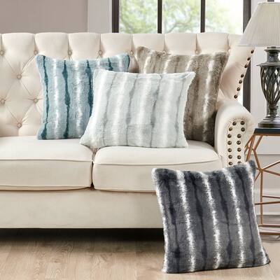 Amanda Stripe fauxfur Throw Pillow Covers Set of 2, NO INSERT