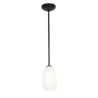 Access Lighting Champagne 1-Light Glass Pendant - Rod - Oil Rubbed Bronze Finish - White Stone Glass Shade - Replaceable LED
