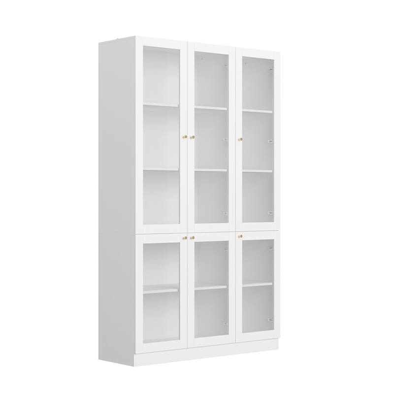 Curio Display Cabinet, Storage Shelves with 6 Glass Door - 78.7"H