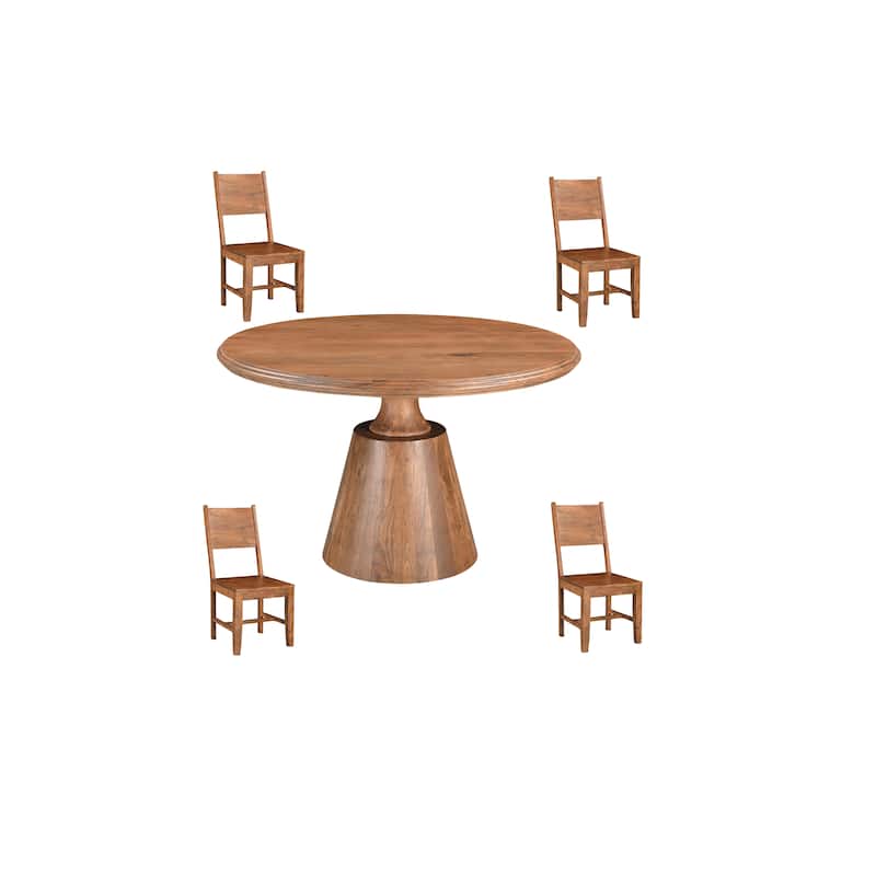 Riley 5-piece Solid Wood Dining Set - Brown