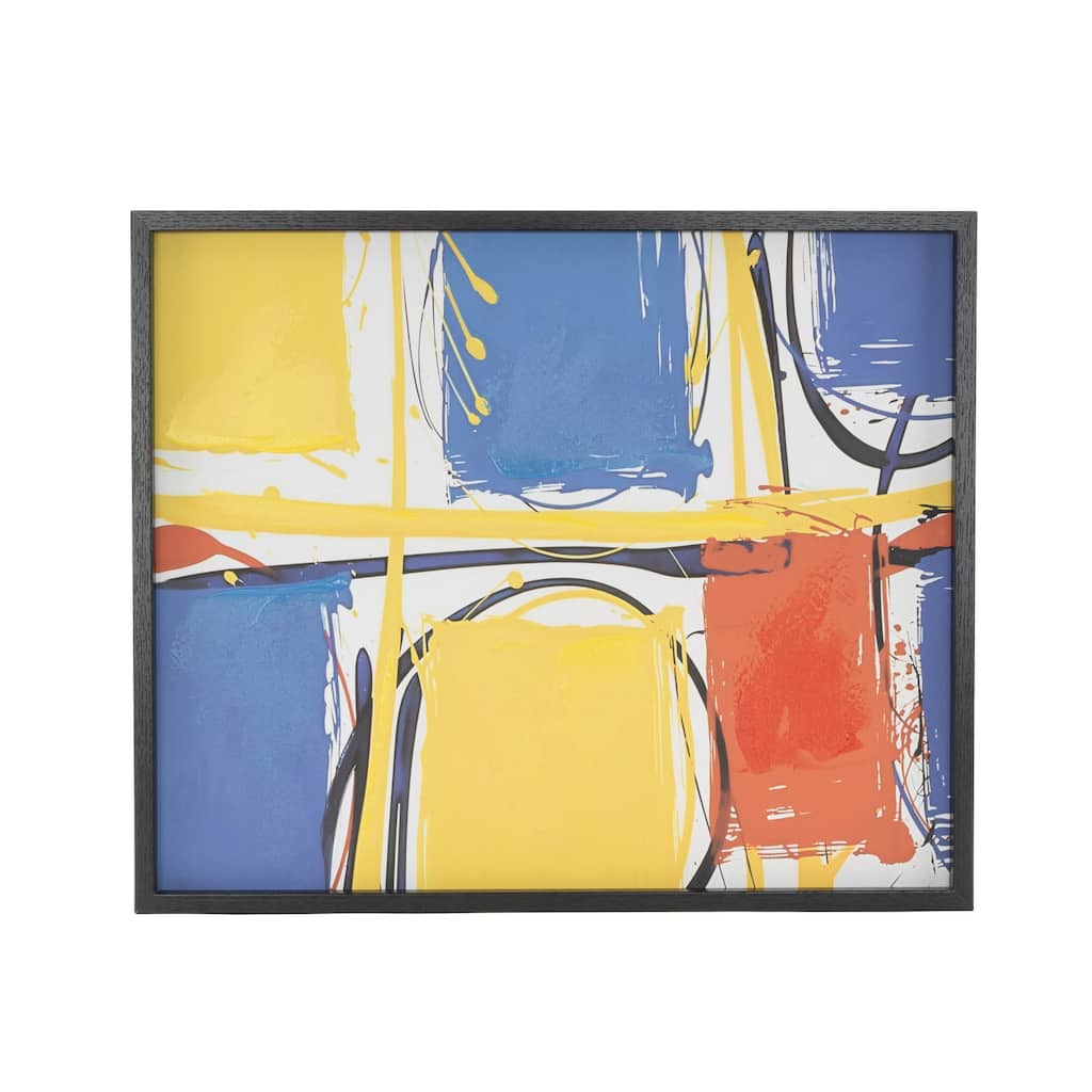 Canvas Geometric Rectangular Color Block Framed Wall Art with Black Frame - Multi Colored - Roche River Decor