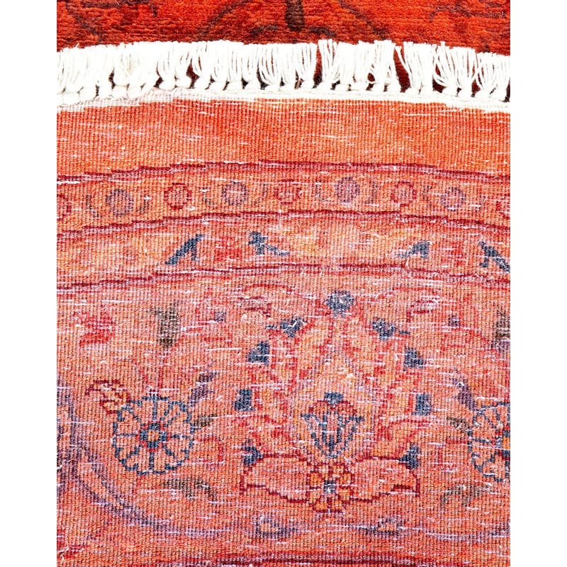 Overton Hand Knotted Wool Vintage Inspired Modern Contemporary Overdyed Orange Round Area Rug - 5' 4" x 5' 4"