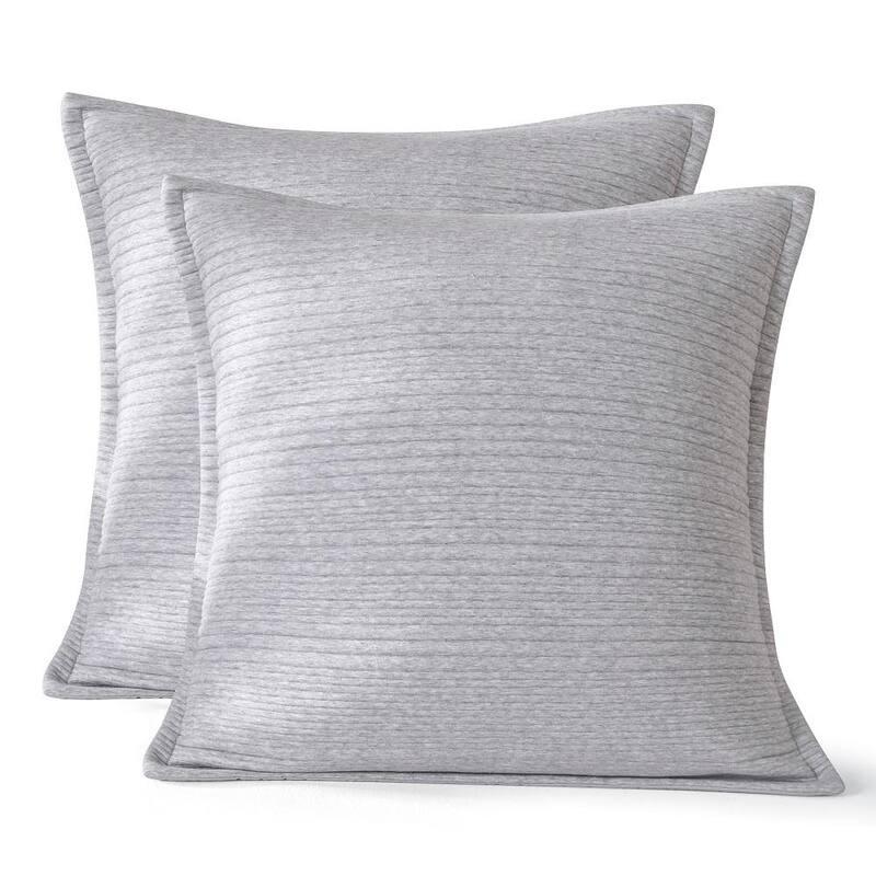 Cotton Cloud Jersey European Pillow Sham, 2 Pieces - Light Grey
