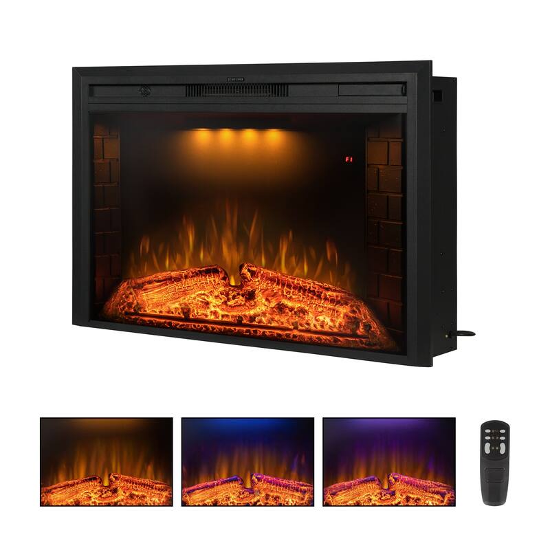 25'' Electric Fireplace Inserts with Fire Crackling Sound, Adjustable Top Light & Flame Speed