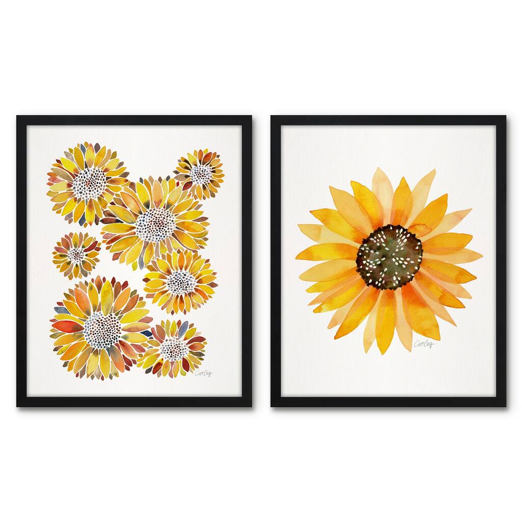 Americanflat 2 Piece 8x10 Unmatted Framed Print Set - Sunflower Blooms by Cat Coquillette