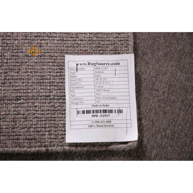 Gray Gabbeh Indian Area Rug Handmade Tribal Wool Carpet - 8'3" x 10'0"
