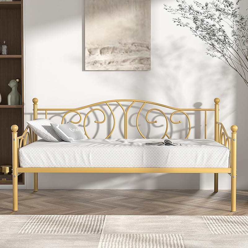 Javlergo Twin Metal Daybed Frame with Slats, Classic Mattress Foundation, No Box Spring Needed