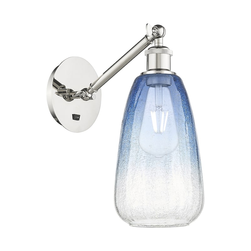 Innovations Lighting 317-1W-13-6 Brookhaven Almond Sconce Brookhaven - Polished Nickel / Sapphire Blue