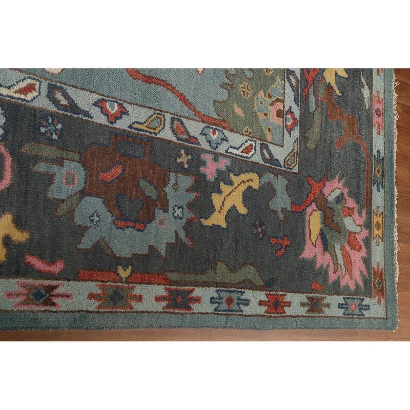 Floral Oushak Indian Area Rug Handmade Wool Carpet - 9'3"x 11'11"