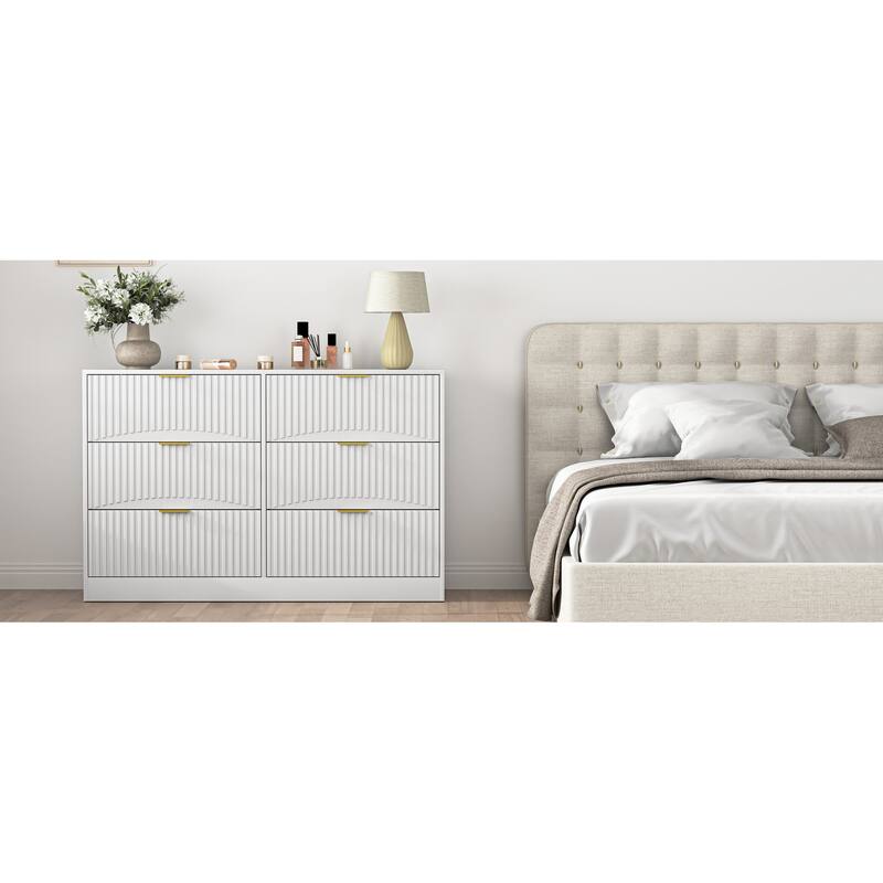 Modern 6-Drawer Dresser, Chest of Drawers for Bedroom, Living Room, Hallway, and Entryway - Large Storage Cabinet