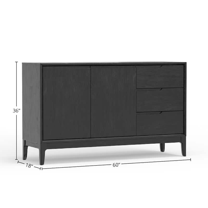 Cove Server with 3 Drawers and 2 Cabinets, Vintage Black
