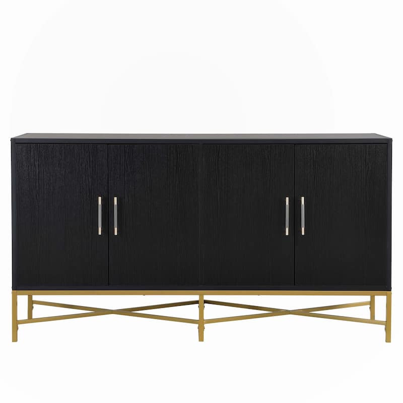 Four-Door Sideboard with Metal and Cross-Leg Design,Suitable for Living Rooms,Entrance and Study
