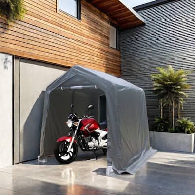 7x12 ft Outdoor Gazebo Portable Storage Shelter Shed with 2 Roll up Zipper Doors & Vents Carport for Motorcycle Waterproof
