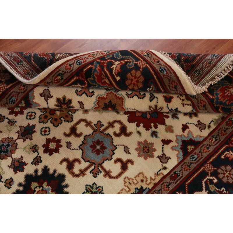 Hand Knotted Oriental 100% Wool Carpet Traditional Geometric Beige & Ivories Ziegler Area Rug - 9' 0'' X 6' 0''