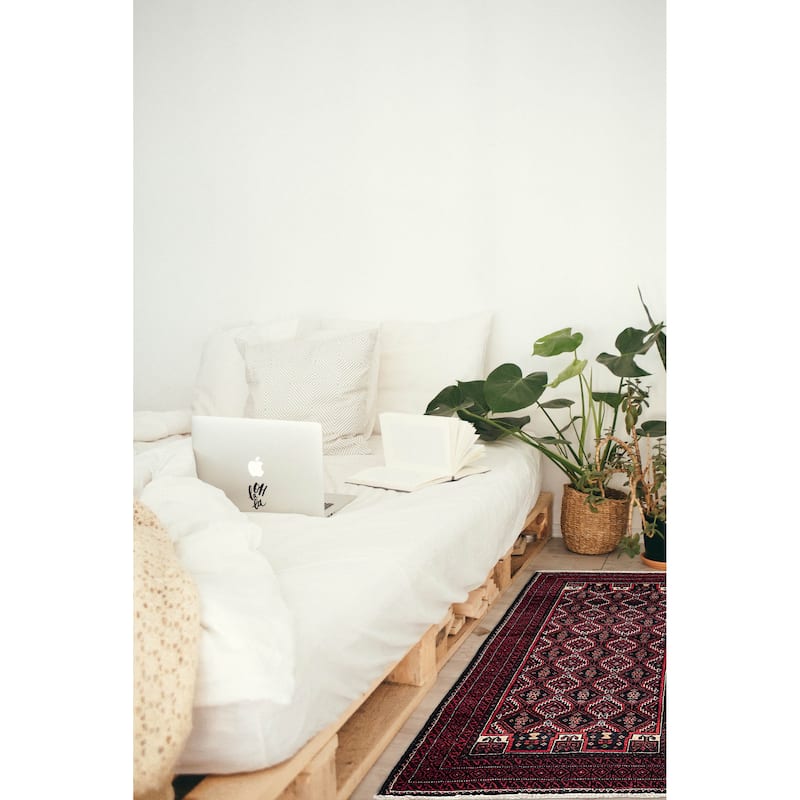 ECARPETGALLERY Hand-knotted Teimani Black, Red Wool Rug - 3'1 x 5'4