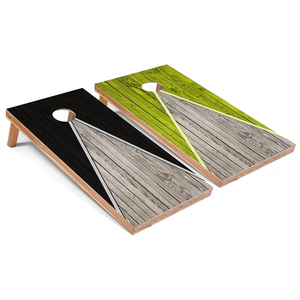 slide 2 of 7, Black and Lime Pyramid Outdoor Cornhole Set All-Weather 2x4 - Include ALL Accessories