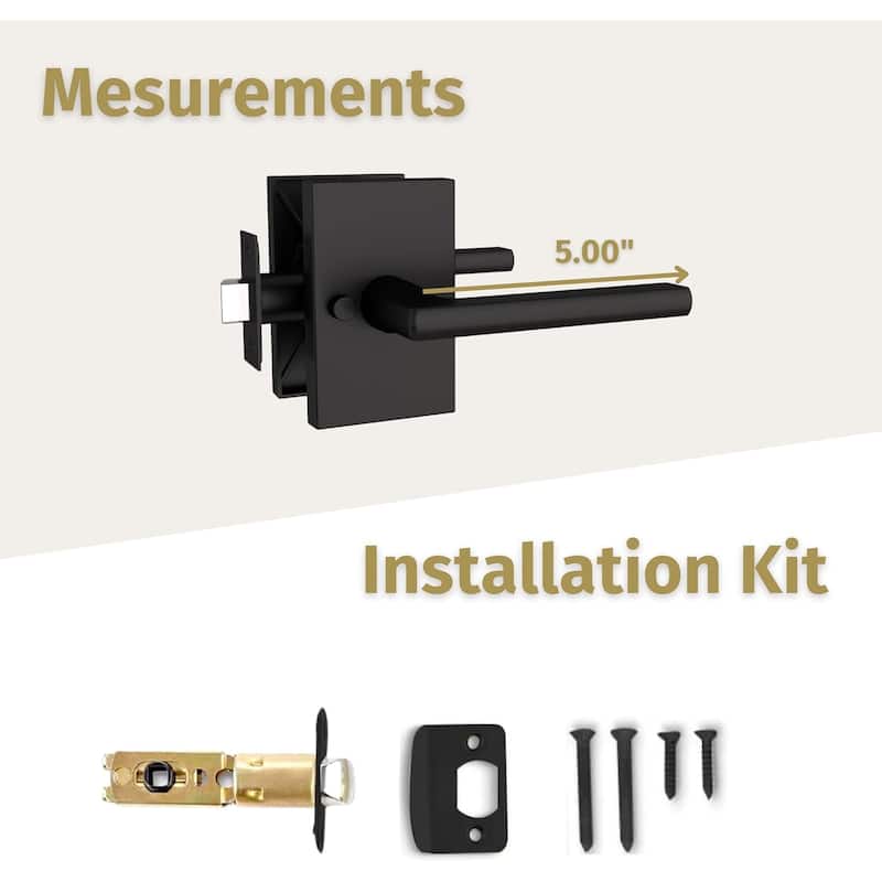 Mega Handles - GLAMOR Flat Privacy Door Lever - Interior Locking Handle for Hallway, Closet and Bathroom I Keyless Door Lock