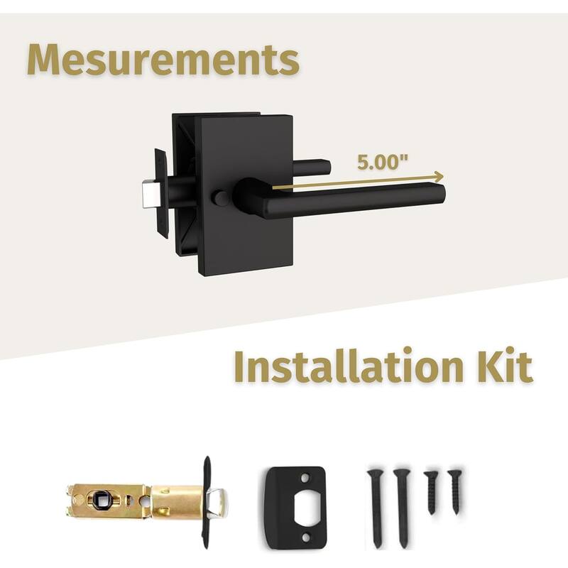 Mega Handles GLAMOR Passage Door Lever | Modern Keyless Interior Door Handle for Hallway, Closet, or Bathroom and Kitchen