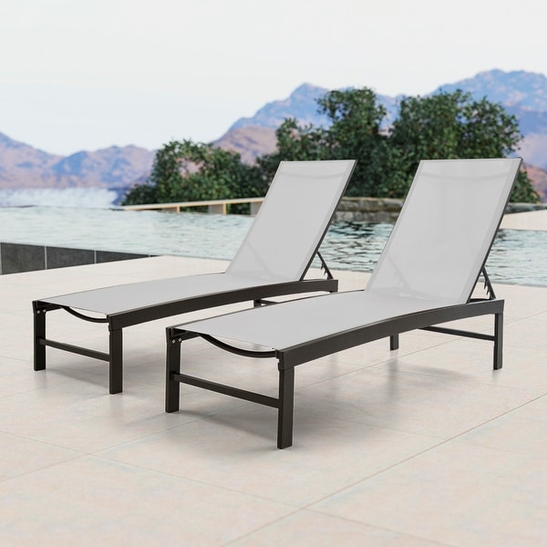 Crestlive Adjustable Aluminum Chaise Lounge Chairs (Set of 2) - 75.79" L x 24.61" W x 13" H