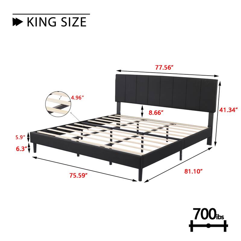 Alazyhome Upholstered Platform Bed Frame with Bedside Cupboard