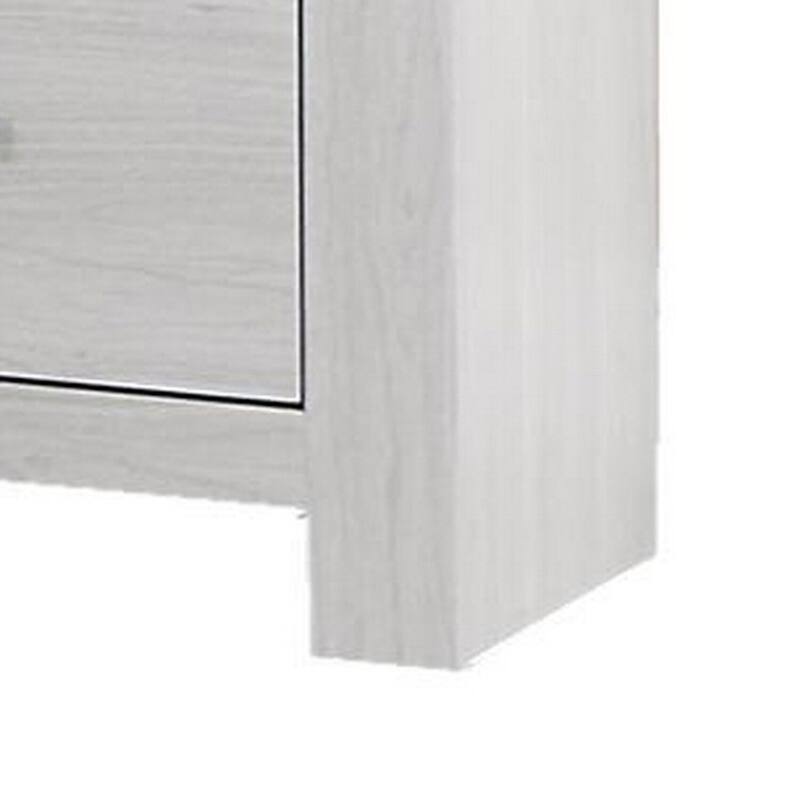 White/Black 2 Drawer 16 in. W Nightstand with Sturdy Hardware and Ample Storage