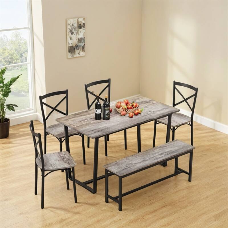 6 Pieces Dining Set,6-Piece Kitchen Table Set,Breakfast Nook