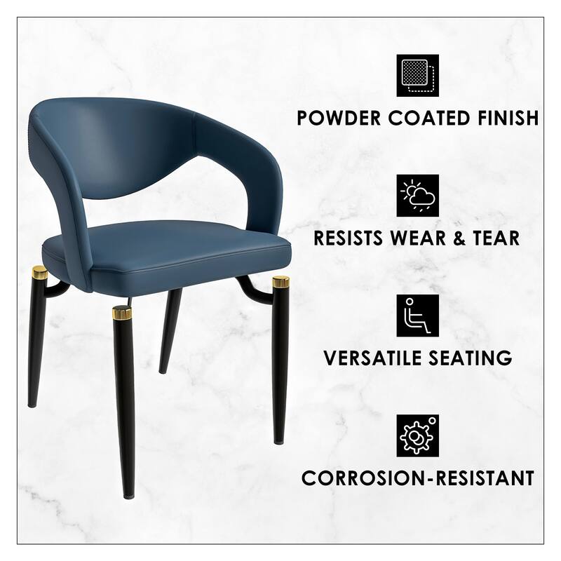 Entice Dining Chairs Upholstered Leather with Iron Legs Modern Accent Arm Chairs