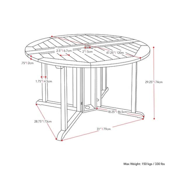 CorLiving Miramar Natural Hardwood Outdoor Drop Leaf Dining Table