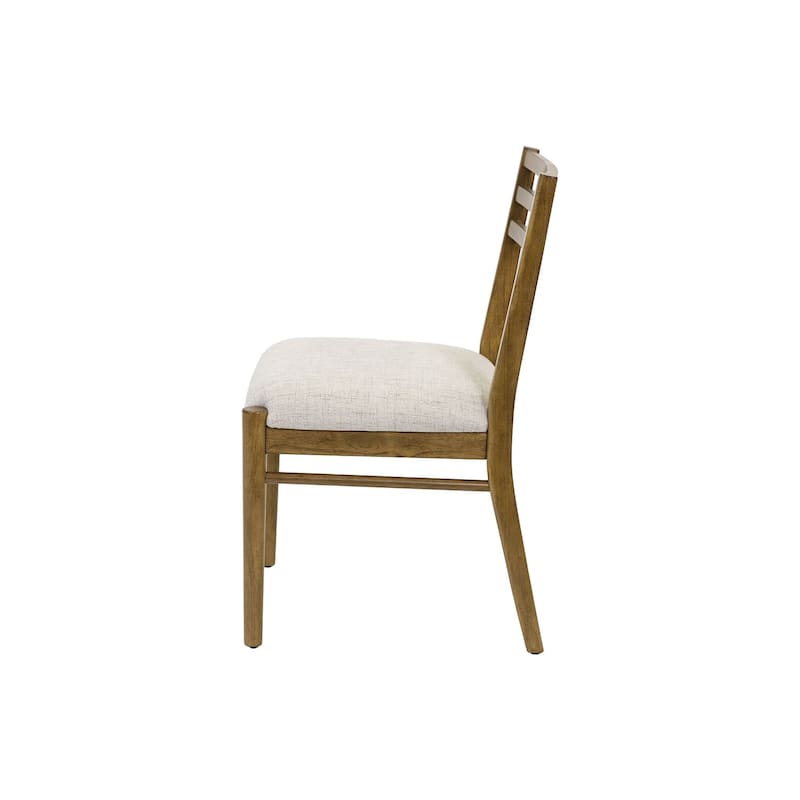 Two Wood Modern Slat Back Chairs, Dining Seats, Brown