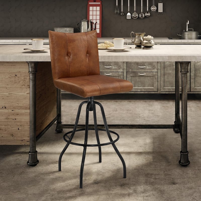 Art Leon Retro Leather Swivel Barstools