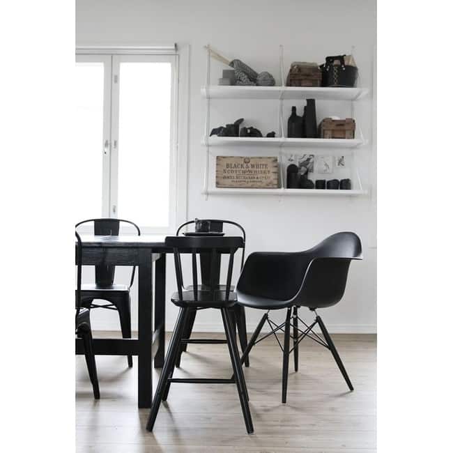 Set of 2 Molded Shell Eiffel Dining Arm Chairs – Mid-Century Modern Accent Chairs with Wood Legs