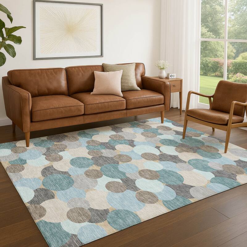 Machine Washable Indoor/ Outdoor Mucho Bubbles Chantille Rug