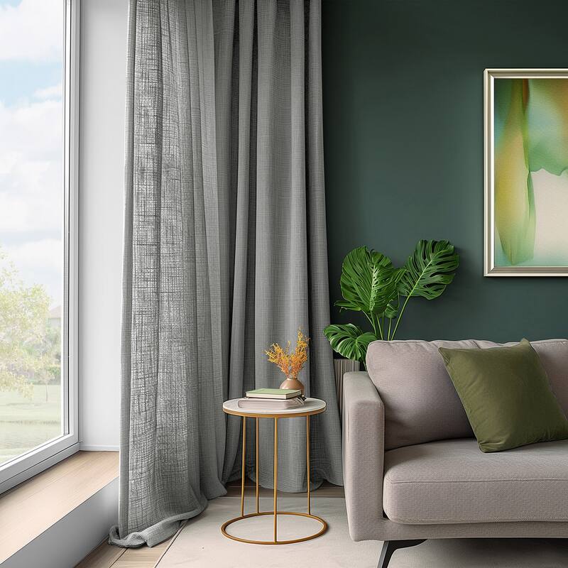 Exclusive Fabrics Simply Faux Linen Curtains (2 Panel) Light Filtering Curtains For Bedroom & Living Room Curtains