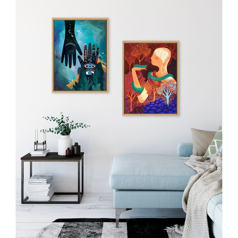 Kate and Laurel Sylvie Enlighten Framed Canvas by Faryn Hughes