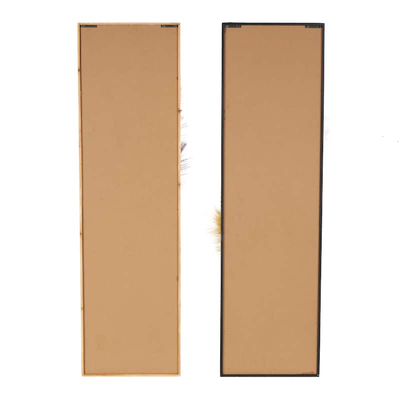 Wood Leaf Handmade 3D Pampas Stem Wall Decor with Textured Backing and Beaded Frame - Set of 2 Brown - Roche River Decor