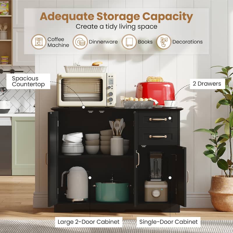 Gymax 40'' Sideboard Buffet Cabinet Modern Kitchen Storage Organizer