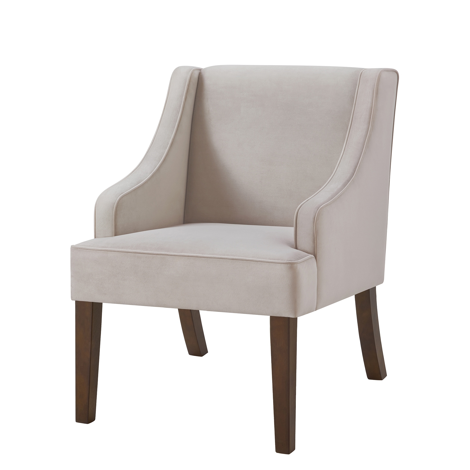 Modern Accent Chair Armchair Upholstered Chair with Wood Legs, Lounge Chair Reading Chair Taupe Side Chair