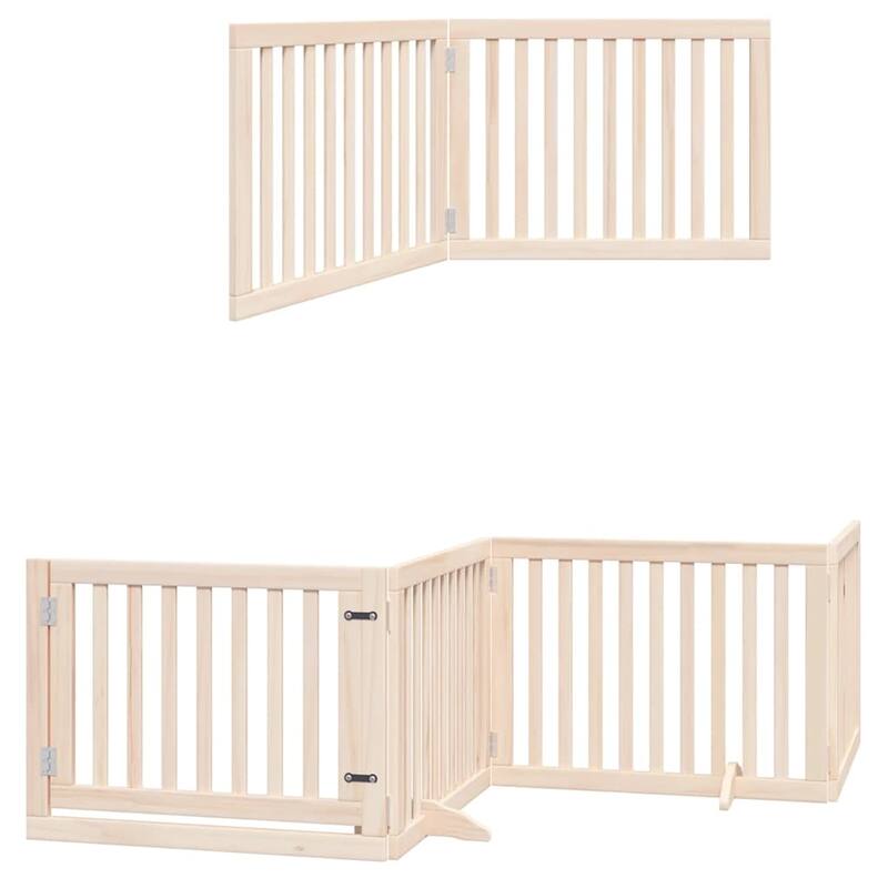 vidaXL Dog Gate Set of 6 Natural Poplar wood 6 panels Foldable - 11.8 x 189.0 x 23.6 in