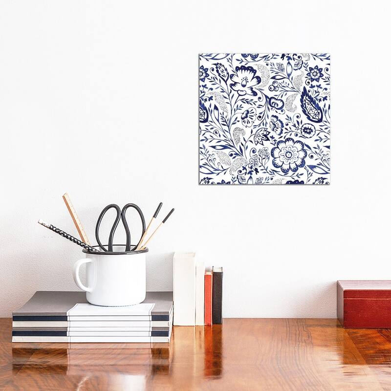 iCanvas "Folk Floral Indigo" by Jacqueline Maldonado Canvas Print - 12x12x0.75