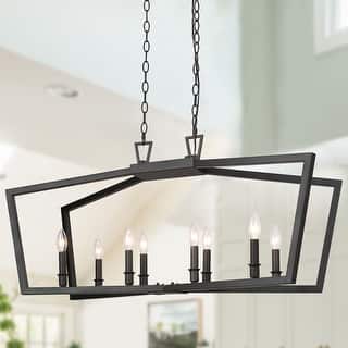 Modern 8-light Black Kitchen Island Chandelier for Dining Room - L37"xW13"xH17"