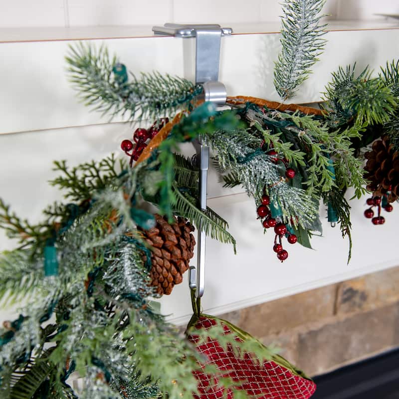 Garland and christmas stocking holder for mantle (3-Pack) (Silver)
