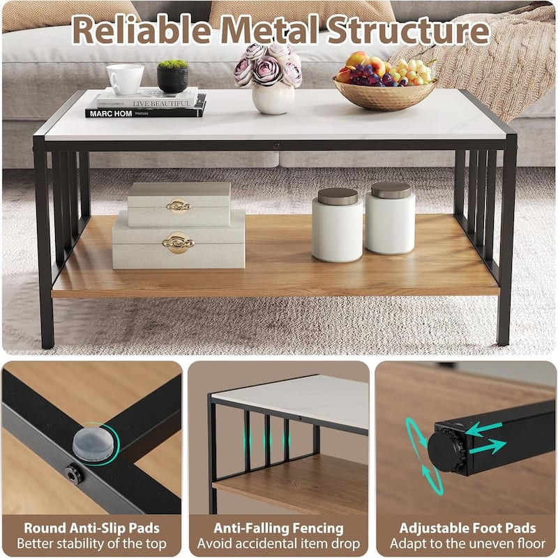 Marble Center Table w/Sintered Stone Tabletop Modern Coffee Tables