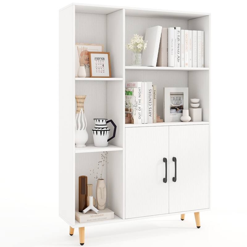 Free Standing Pantry Cabinet with 5 Shelves and 2 Door Storage - 31.5" x 9.5" x 47" (L x W x H)
