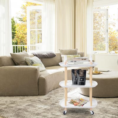 3-Tier Rolling Storage Utility Cart with Wheels and Handle - N/A