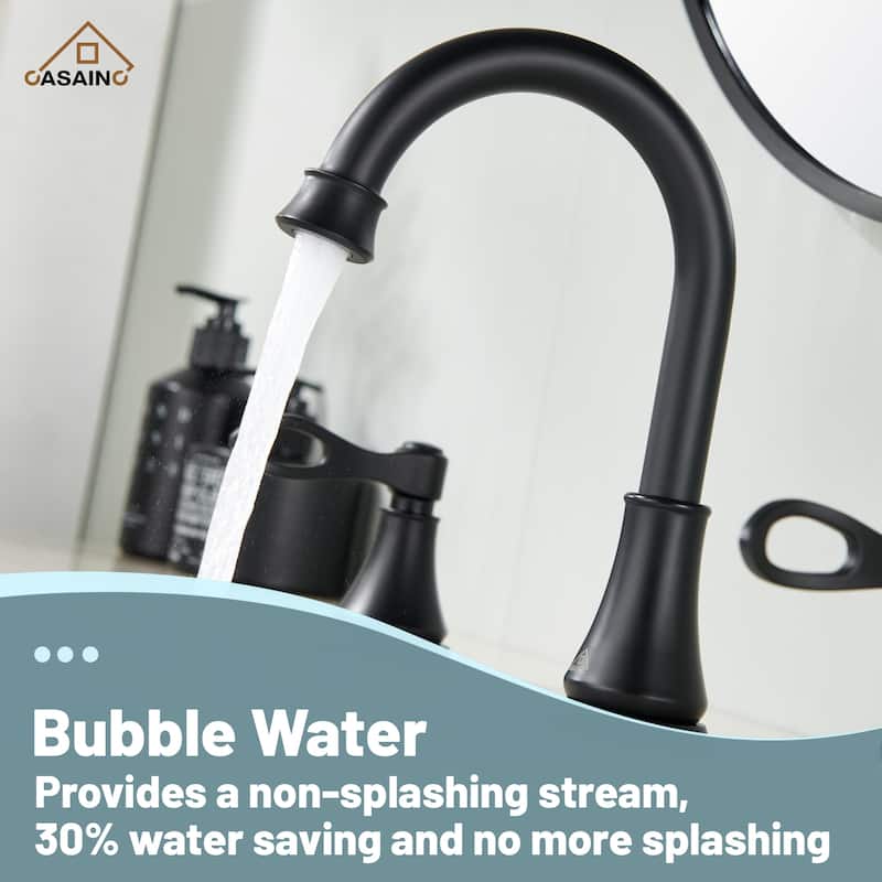 8 in. Widespread Double Handle Bathroom Faucet with Drain Kit Included