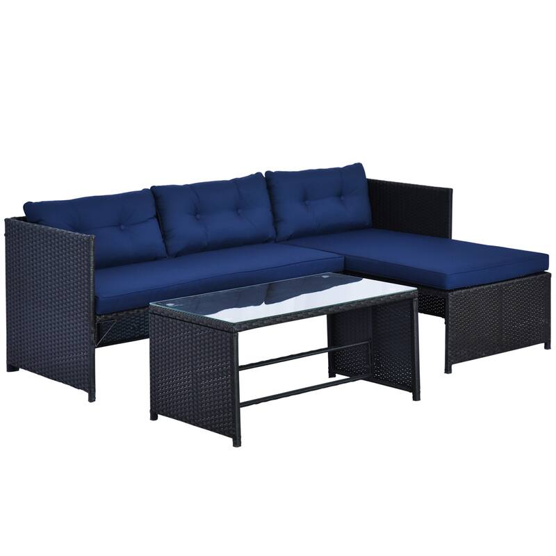 GDFStudio - Sebastian Modular Loveseat and Chaise Patio Sofa Set with Relaxed Sectional Comfort for Outdoor Living