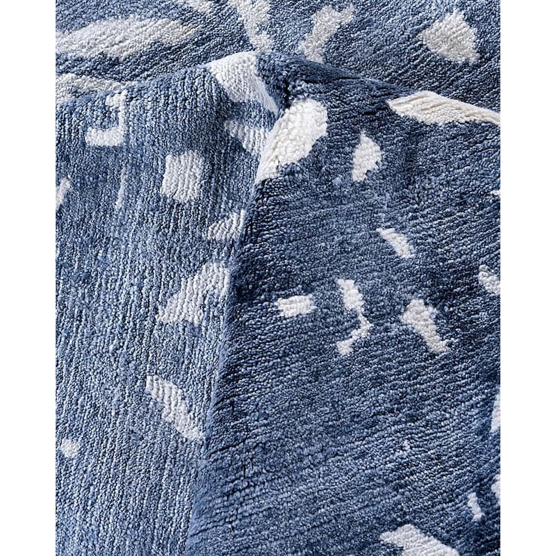 Modern One-of-a-Kind Hand-Knotted Area Rug, Blue - 8' 1" x 10' 3"