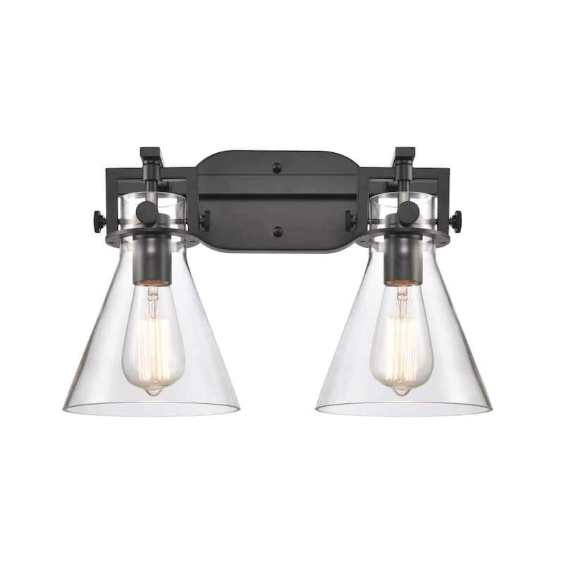 Innovations Lighting 411-2W-12-17 Cone Vanity Cone 2 Light 17" Wide - Matte Black / Clear
