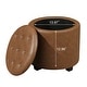 preview thumbnail 15 of 49, Adeco Faux Leather Round Storage Ottoman with Tufted
