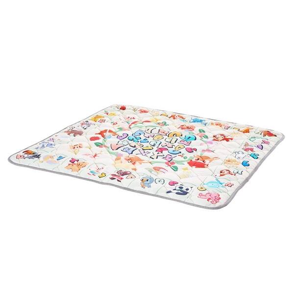 slide 2 of 10, Multi-Color Foldable Baby Floor Play Mat for Crawling Tummy Time Anti-Slip and Machine Washable - 50” L x 50” W